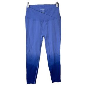SheFit Crossover Waist Cutout High Rise Leggings Blue Ombré Women’s Size Medium